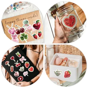 INS style strawberry graffiti waterproof stickers pack for tumbler, phone and journal decoration.