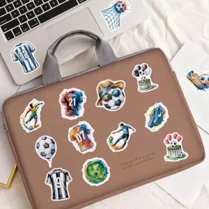 Adesivi da calcio in acquarello impermeabili per computer portatile e smartphone.