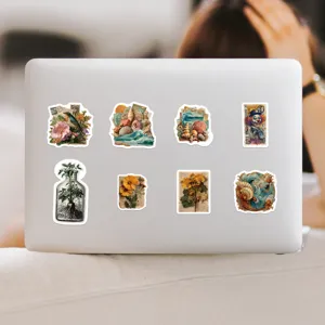 Vintage aesthetic collage stickers pack for laptop water bottle waterproof decorative art.