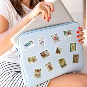 Vintage Weihnachtsbriefmarken Aufkleber, wasserdichte Deko Sticker für Laptop und Tasse.