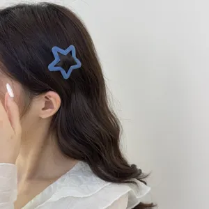 Denim blauwe ster haarspeld schattige zijhaarclip haaraccessoire voor dames dagelijkse stijl