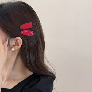 Koreaanse stijl stof polka dot driehoek haarspelden set schattige haaraccessoires dames