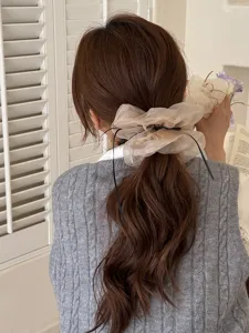 Elegante elastico per capelli in organza con fiocco, morbido accessorio per acconciature.
