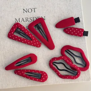 Koreaanse stijl rode stippen stoffen haarspelden schattige mode haaraccessoires voor dames