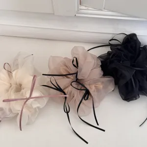 Scrunchie per capelli in organza trasparente stile balletto con dettaglio fiocco
