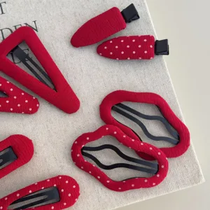 Koreaanse stijl rode stof stip haarspelden set schattige haaraccessoires voor dames
