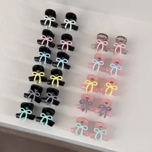 Korean sweet mini bow hair claw clips cute princess hair pins for fringe and side bangs