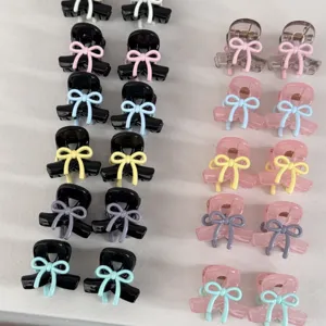 Korean style sweet mini bow hair claws set, cute cute acrylic hair clips for women girls.