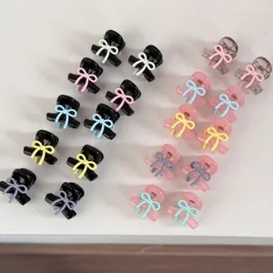 Korean Sweet Mini Bow Hair Claw Clips For Women Girls Cute Alloy Small Hair Clips For Bangs Princess Hairstyle Head Accessories