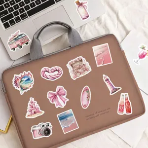 50pcs pink summer aesthetic waterproof stickers for laptop water bottle luggage decor