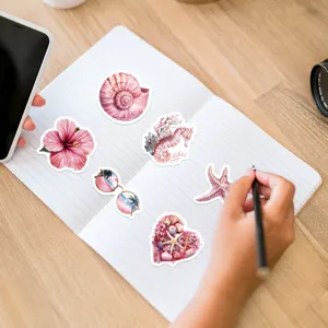 Pink summer waterproof decorative stickers for water bottle luggage journaling craft.