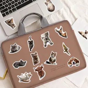 Cute waterproof pet stickers featuring various animals, perfect for laptop and luggage decor.