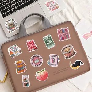 Bookish themed waterproof decorative stickers detail view for personalized DIY crafts.