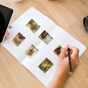 Vintage Weihnachts Briefmarken Aufkleber Set, wasserdichte Retro Deko Sticker für Tagebuch Tassen.