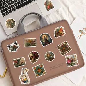 50pcs vintage junk journal stickers, waterproof aesthetic stickers for laptop, phone, and cup.