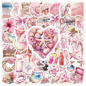 50pcs pink summer aesthetic stickers waterproof vinyl decals for water bottles luggage