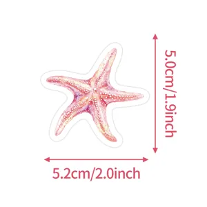 Pink summer starfish waterproof graffiti sticker for water bottle and luggage decoration.