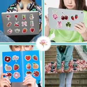 50 Pcs Cute Strawberry Aesthetic Stickers Waterproof Vinyl Graffiti Decals for Laptop Water Bottle