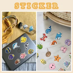 Cute marine life stickers waterproof cartoon ocean animal vinyl decals for water bottles
