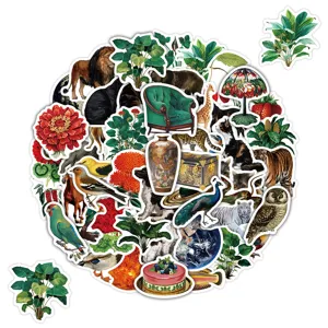 Vintage aesthetic botanical and animal sticker pack, retro waterproof decorative stickers for journal.