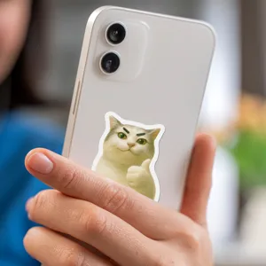 Adesivo carino per gatto di cartone animato per telefono impermeabile in vinile.