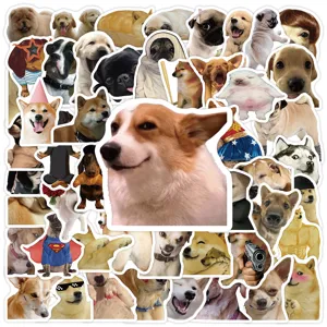 50pcs Funny Dog Memes Stickers Waterproof Cute Puppy Graffiti Decals for Water Bottle