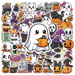 50pcs Cute Halloween Stickers Waterproof Vinyl Decals for Water Bottle Phone Laptop Decor