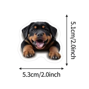 Cute Rottweiler puppy waterproof sticker for luggage and water bottles, durable decor.