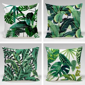 Tropical plant digital print cushion cover, botanical leaf throw pillow case for home sofa