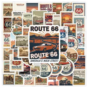 Adesivi Route 66 vintage impermeabili in vinile per borraccia e decorazione laptop.