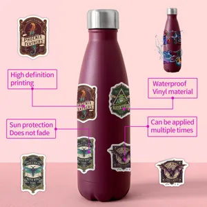 Waterproof vintage witch potion vinyl stickers set for water bottles, laptops and decor.