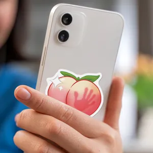 Waterproof cute peach graffiti sticker for phone case cup laptop DIY decorative decal