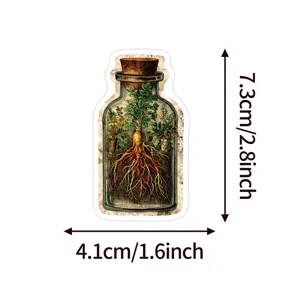 Vintage botanical glass bottle sticker waterproof decorative vinyl decal 7.3x4.1cm