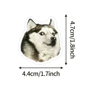 Funny husky dog meme waterproof vinyl sticker, cute expression decal for water bottle.