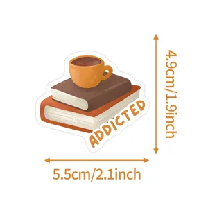 Adesivo impermeabile in vinile per amanti dei libri tazza di caffè design fai da te bottiglie