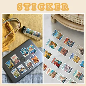 Retro European travel city landmark stickers, waterproof decorative decals for laptop and luggage.