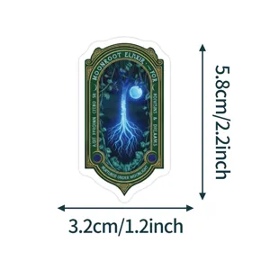 Waterproof witch potion decorative sticker with fantasy tree design, durable laptop decal.