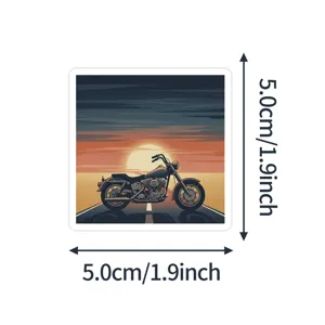 Adesivo impermeabile moto retro, decalcomania autostrada tramonto 5cm per decorazione tazza.