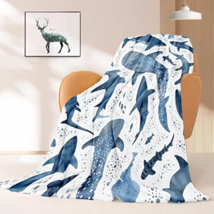 Coperta in flanella con stampa squalo oceanico morbida e accogliente per divano letto