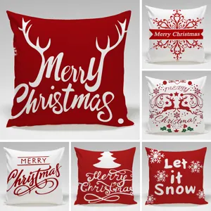 Christmas throw pillow cover red white decorative cushion case for sofa bed holiday decor