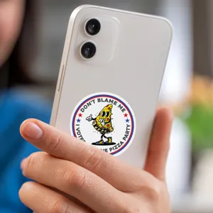 Αστείο αυτοκόλλητο πίτσα μιμ graffiti επάνω στο smartphone, αδιάβροχο βινύλιο υψηλής ποιότητας.