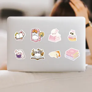 Cute ghost bookish stickers waterproof vinyl cute cartoon decals for laptop water bottle
