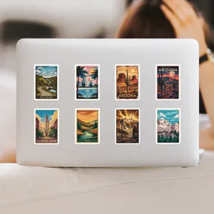 Vintage US city travel stickers waterproof laptop decal aesthetic decorative set pack