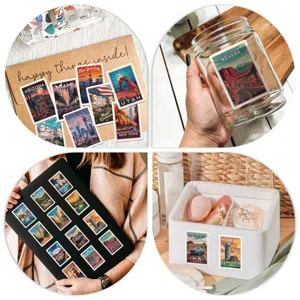 American retro travel poster stickers waterproof vinyl decals for laptop water bottle decor 50pcs
