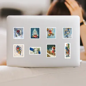 Vintage Christmas laptop stickers waterproof aesthetic decals for water bottles decoration