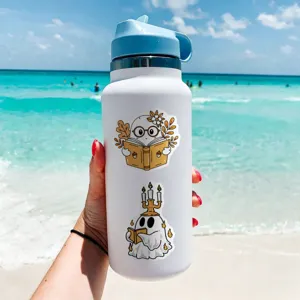 Cute ghost waterproof vinyl stickers for water bottle, laptop and journal decorations.