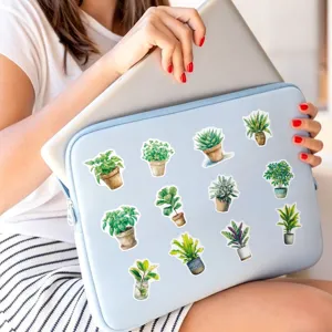 Grüne Zimmerpflanzen Aufkleber wasserdichte dekorative Sticker für Laptoptasche Detail