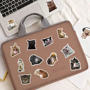 50 pz simpatici adesivi divertenti di meme di gatti impermeabili vinile per laptop