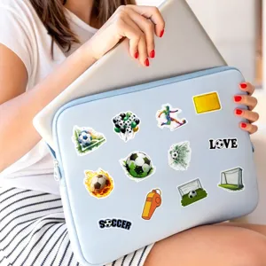 Waterproof soccer stickers for laptop water bottle, vinyl decals sports designs 50pcs.