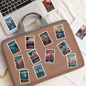 Vintage US city travel poster waterproof decorative stickers for laptop and phone decoration